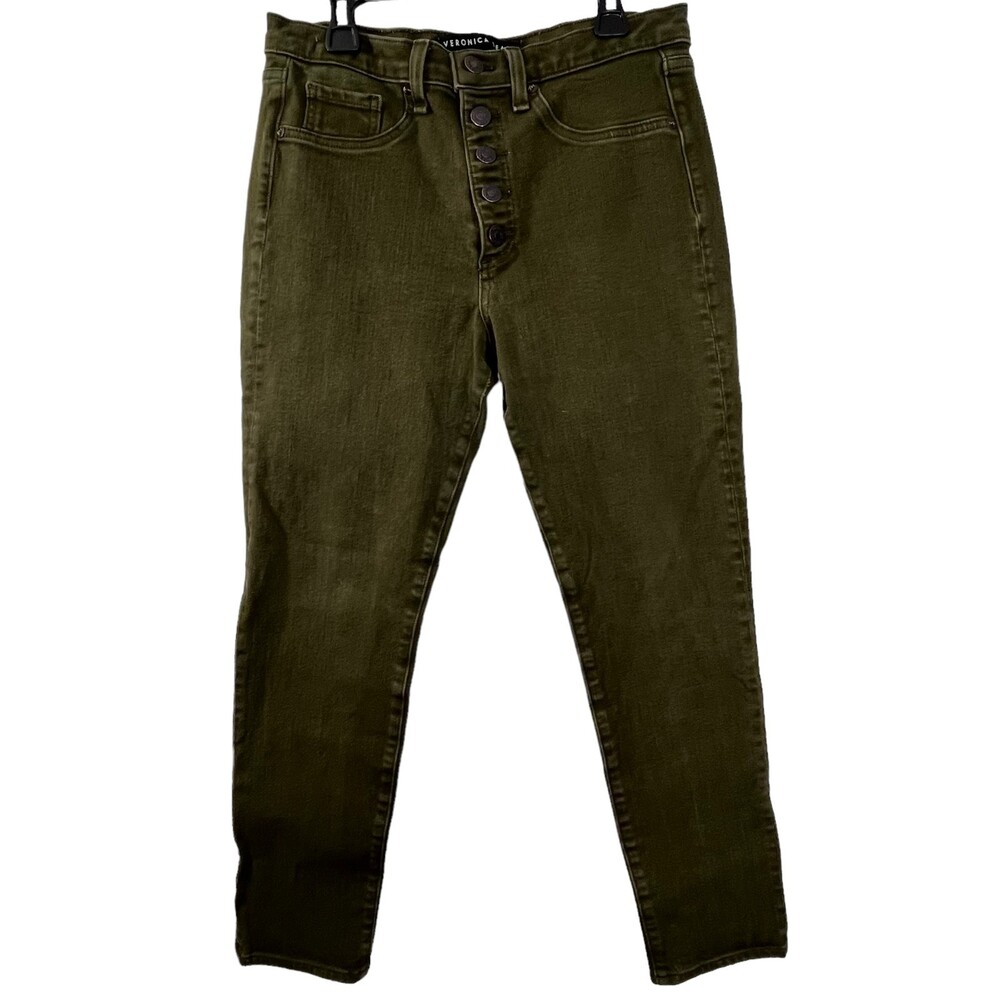 Veronica Beard Debbie Cropped Skinny Jeans Green High Rise Women’s Size 27